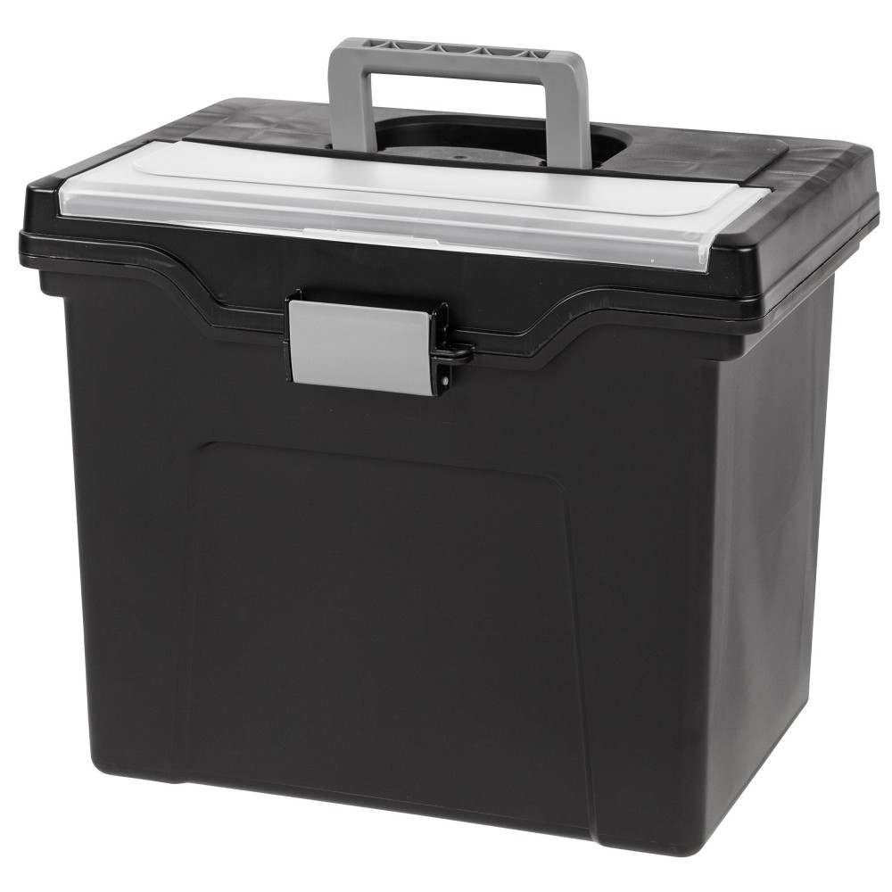 Iris Portable Letter Size File Box Worganizer Lid Black