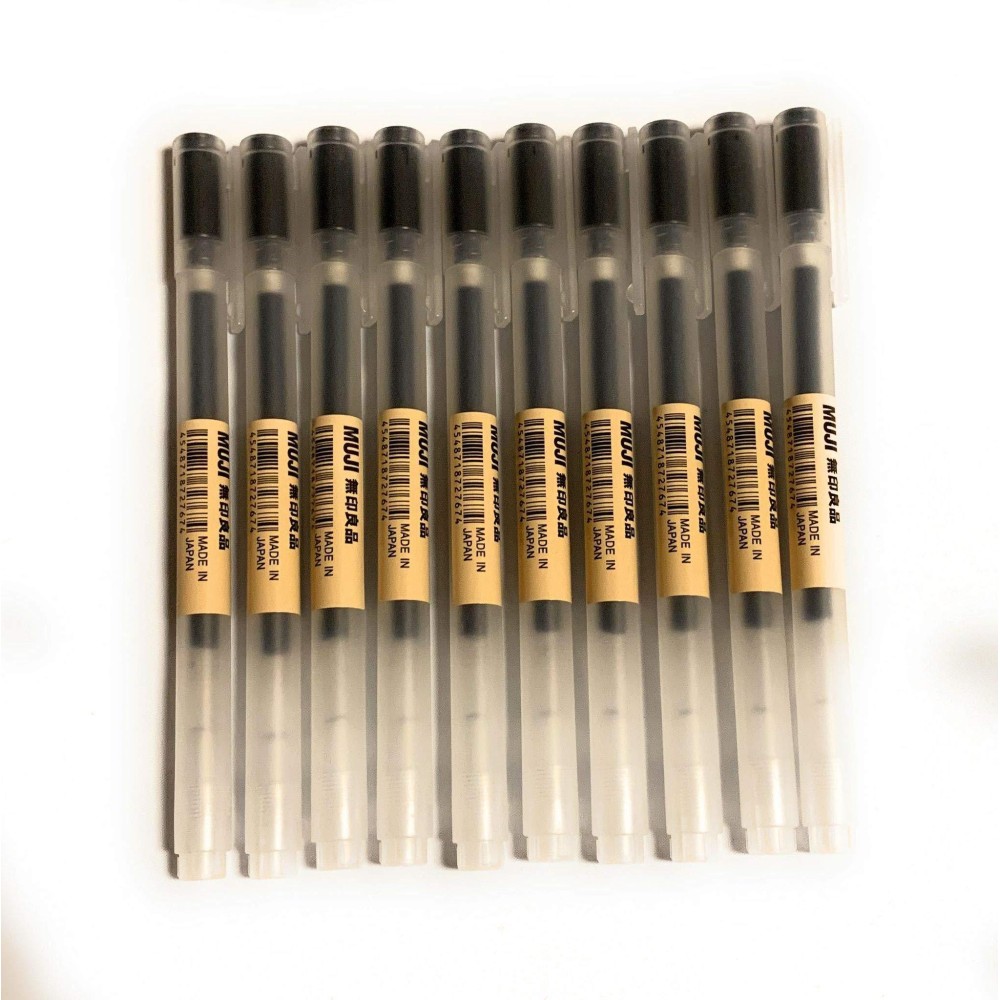 Muji Moma Gel Ink Ball Point Pen 038Mm Black Color 10Pcs