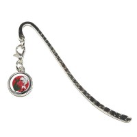 Yin And Yang Red Moon Japanese Asian Koi Carp Fish Metal Bookmark Page Marker With Charm