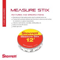 Starrett Tape Measure Stix With Adhesive Backing Mount To Work Bench Saw Table Drafting Table 12 X 12 English Metric