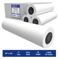 Alliance Wide Format Paper 24 X 150 Cad Bond Rolls 20Lb 4 Rolls 24 In X 150 Ft 2 Core