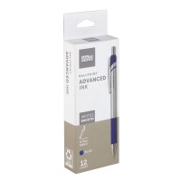 Office Depot Advanced Ink Retractable Ballpoint Pens Needle Point 07 Mm Silver Barrel Blue Ink Pack Of 12