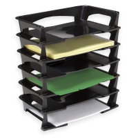 Brenton Studio Stacking Desk Trays 2 12Inh X 15 14Inw X 8 34Ind Black Pack Of 6 65351