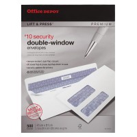 Office Depot 100 Recycled Lift Presstm Doublewindow Envelopes 10 4 18In X 9 12In White Box Of 500 76133