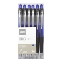 Office Depot Softgrip Retractable Ballpoint Pens Medium Point 10 Mm Blue Barrel Blue Ink Pack Of 12