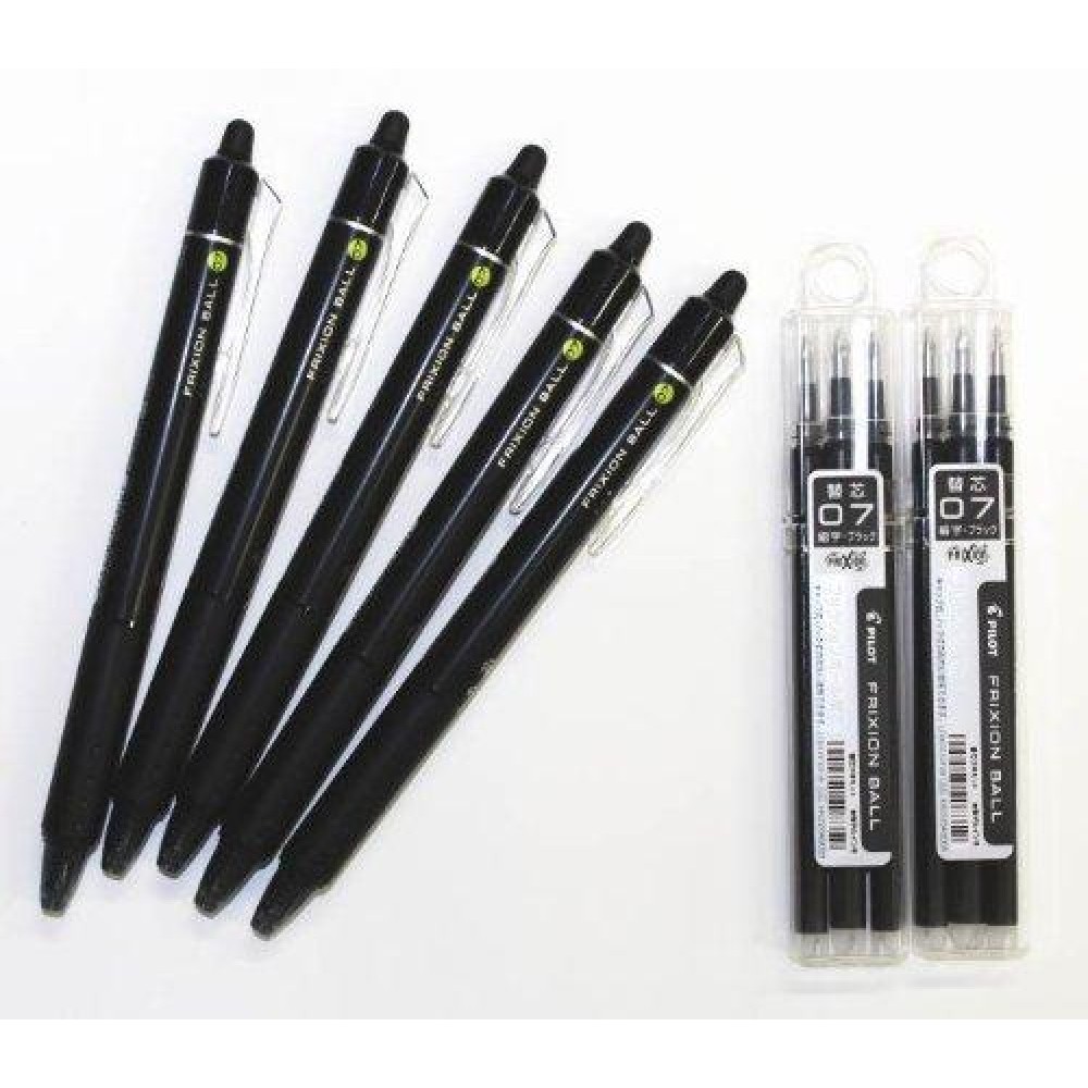 Pilot Frixion Ball Knock Retractable Erasable Gel Ink Pens Fine Point 07 Mm Black Ink Value Set Of 5 6 Gel Ink Pen Refi