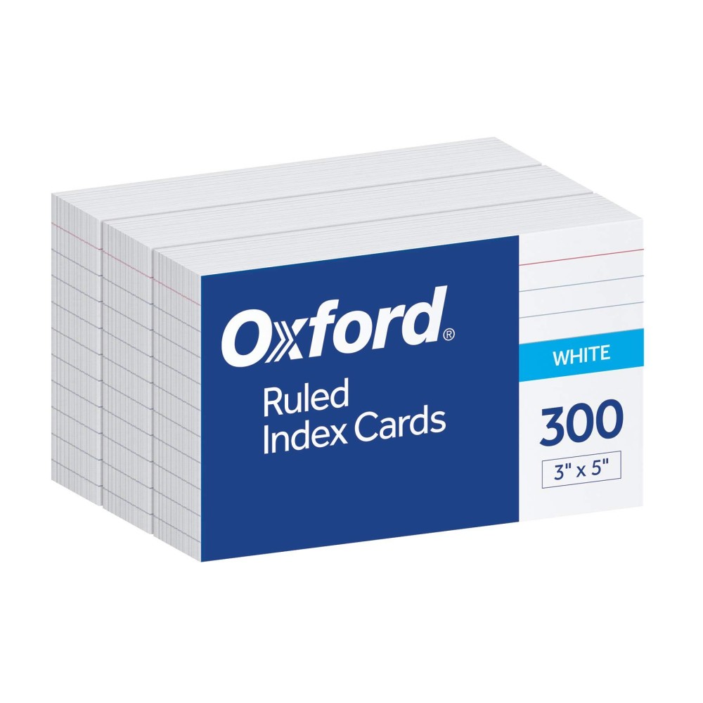 Oxford Ruled Index Cards 3 X 5 White Lined Index Flashcards 300 Per Pack 10022