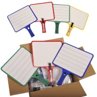 Kleenslate Rectangular Dry Erase Boards With Dry Erase Markers Twosided Linedplain Assorted Colors Pack Of 32