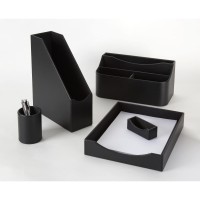 Realspace Faux Leather Paper Tray Black