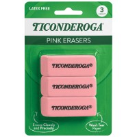 Ticonderoga Wedge Erasers Pink 3 Count