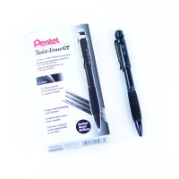 Pentel Twisterase Gt 07Mm Mechanical Pencil Transparent Black Box Of 12 Qe207A