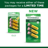 Ticonderoga Erasers Pencil Shaped Latexfree Yellow 3Pack 38953