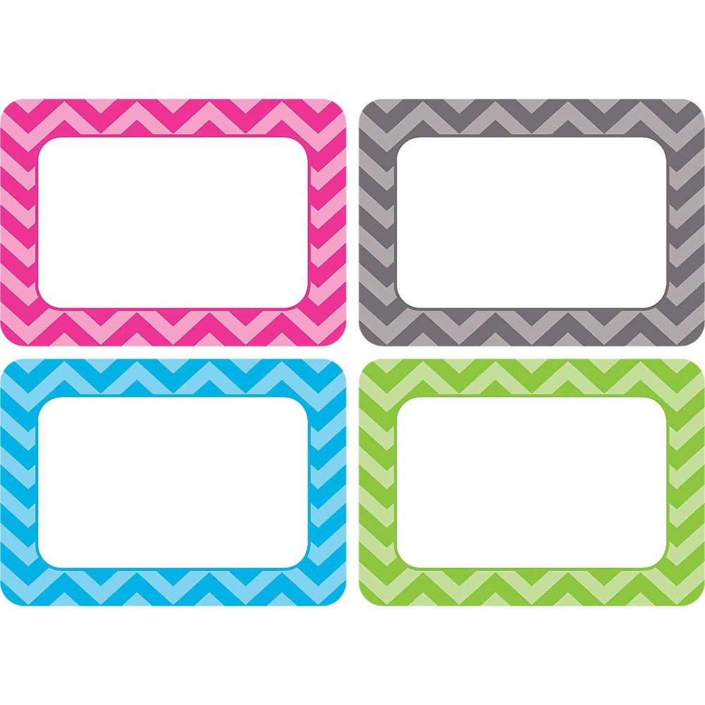 Teacher Created Resources All Grade Selfadhesive Name Tags 35 X 25 Chevron Border Design Assorted Colors 36Pack