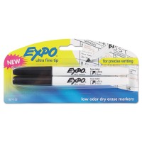 Expo 1871132 Lowodor Dry Erase Markers Ultra Fine Tip Black 2Count