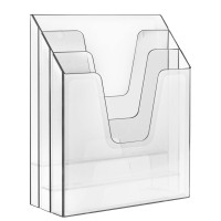 Acrimet Vertical Triple File Folder Holder Organizer File Sorter Plastic Clear Crystal Color