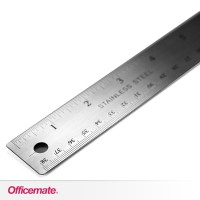 Officemate Classic Stainless Steel Metal Ruler 15 Inches With Metric Measurements Silver 15 L X 125 W 66612