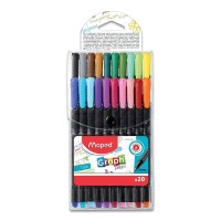 Maped Graphpeps Fine Tipped 04Mm Fine Line Triangular Felt Pens 20 Pack Vibrant Colors