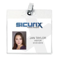 Sicurix Horizontal Prepunched Id Badge Holder With Clip 4 X 3 In Vinyl Clear Pack Of 50