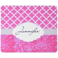 Personalized Pink Plaid Vs Hot Pink Vintage European Pattern Unique Custom Mouse Pad Mousepad