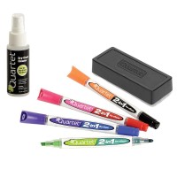 Quartet 2In1 Dryerase Marker Starter Kit Chiselfine Tip Assorted Colors Eraser Cleaner Included 79549A