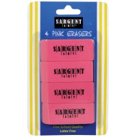 Sargent Art 361013 4 Count Eraser Blister Pack Pink