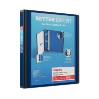 Staples Better 15Inch 3Ring View Binder Blue 13400