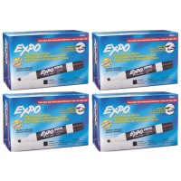 Expo 80001 Low Odor Chisel Point Dry Erase Markers Black 12 Units Per Box Pack Of 4 Boxes 48 Markers Total