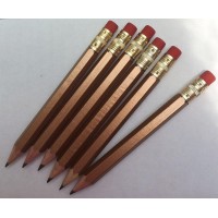 Half Pencils With Eraser - Golf  Classroom  Pew  Parties  Events  Short  Mini  Non Toxic  Hexagon  Sharpened  2 Pencil  Color: Gold  Box Of 72  (1/2 Gross) Golf Pocket Pencils