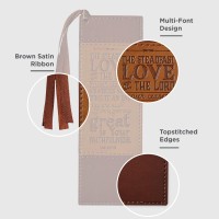 Christian Art Gifts Faux Leather Bookmark Steadfast Love Lamentations 322 Bible Verse Wsatin Ribbon Tassel Brown