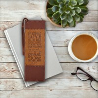 Christian Art Gifts Faux Leather Bookmark Steadfast Love Lamentations 322 Bible Verse Wsatin Ribbon Tassel Brown