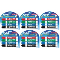 Expo 80174 Low Odor Chisel Point Dry Erase Marker Pack Designed For Whiteboards Glass And Most Nonporous Surfaces 4 Assorted