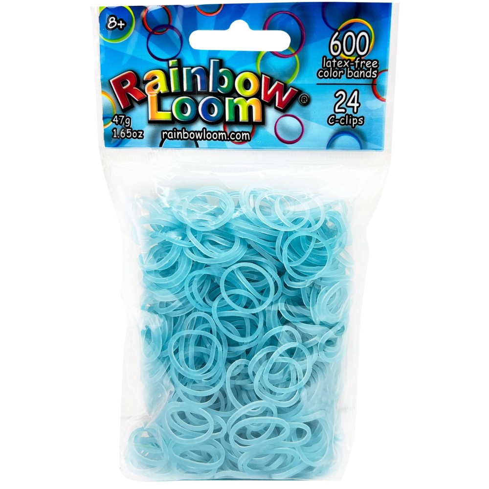 Rainbow Loom Glow Blue Rubber Bands With 24 Cclips