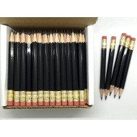 Express Pencils Half Pencils With Eraser - Golf  Classroom  Pew  Short  Mini  Non Toxic  Hexagon  Sharpened  2 Pencil  Color - Black  Box Of 72  (Half Gross) Golf Pocket Pencil Tm