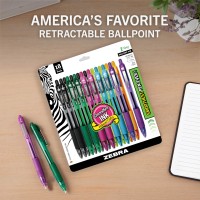 Zebra Pen Zgrip Retractable Ballpoint Pen Medium Point 10Mm Assorted Fashion Colors 18 Pieces 22208