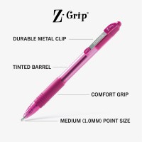 Zebra Pen Zgrip Retractable Ballpoint Pen Medium Point 10Mm Assorted Fashion Colors 18 Pieces 22208