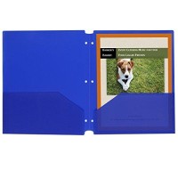 Cline Twopocket Heavyweight Poly Portfolio Folder 3Hole Punch 11 X 85 Blue 25Box