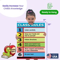 School Smarts 17 X 22 Laminated Class Rules Wall Poster For Preschool Elementary School Kids Large Durable Display Of Clas