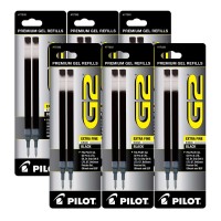 Pilot G2 Gel Ink Refill For Rolling Ball Pens Extra Fine Point Black Ink Pil772326Packs