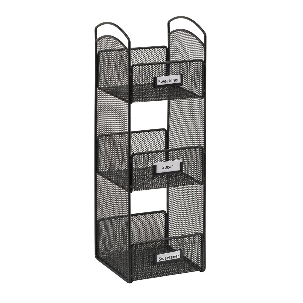 Safco Productsonyx Mesh Tower Organizer 3 Compartments Labels Included Steel Mesh Wpowder Coat Black Perfect For Breakroo