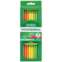 Ticonderoga Woodcased Pencils Presharpened 2 Hb Soft Neon Colors 10 Count