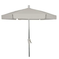 75 Hex Patio Umbrella 6 Rib Push Up Bright Aluminum with Natural Spun Poly Canopy 7HPUANatural