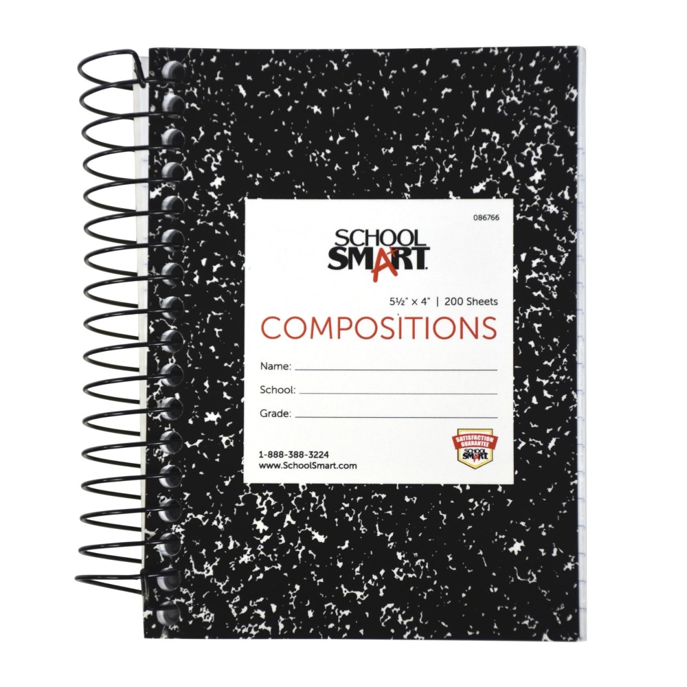 School Smart Spiral Composition Book Nonperforated Wide Ruled 512 X 4 Inches 200 Sheets