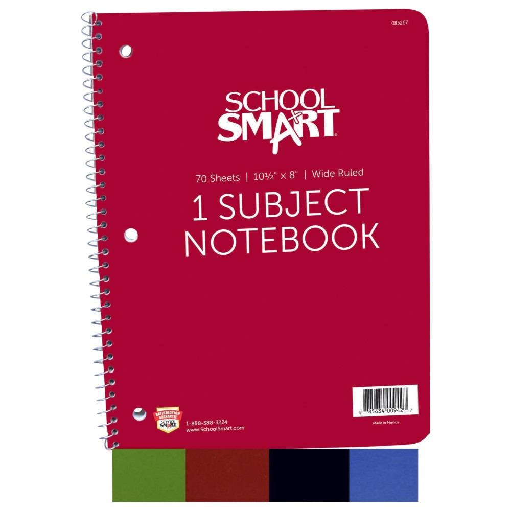 School Smart Spiral Wide Ruled Notebook 8 X 1012 Inches