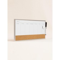 U Brands Magnetic Dry Erase Weekly Calendar Board With Cork Strip 18X75 Silver Aluminum Frame Includes Magnet Marker