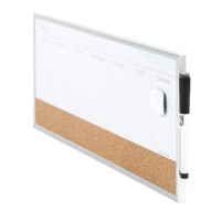 U Brands Magnetic Dry Erase Weekly Calendar Board With Cork Strip 18X75 Silver Aluminum Frame Includes Magnet Marker