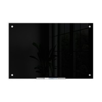 U Brands Glass Dry Erase Board 35X23 Black Surface With Silver Grommets Frameless Includes Marker With Builtin Eraser