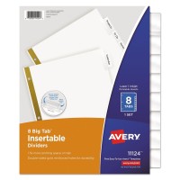 Avery 11124 Insertable Big Tab Dividers Single 8Tab Set Clearwhite