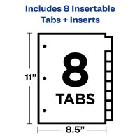 Avery 11124 Insertable Big Tab Dividers Single 8Tab Set Clearwhite