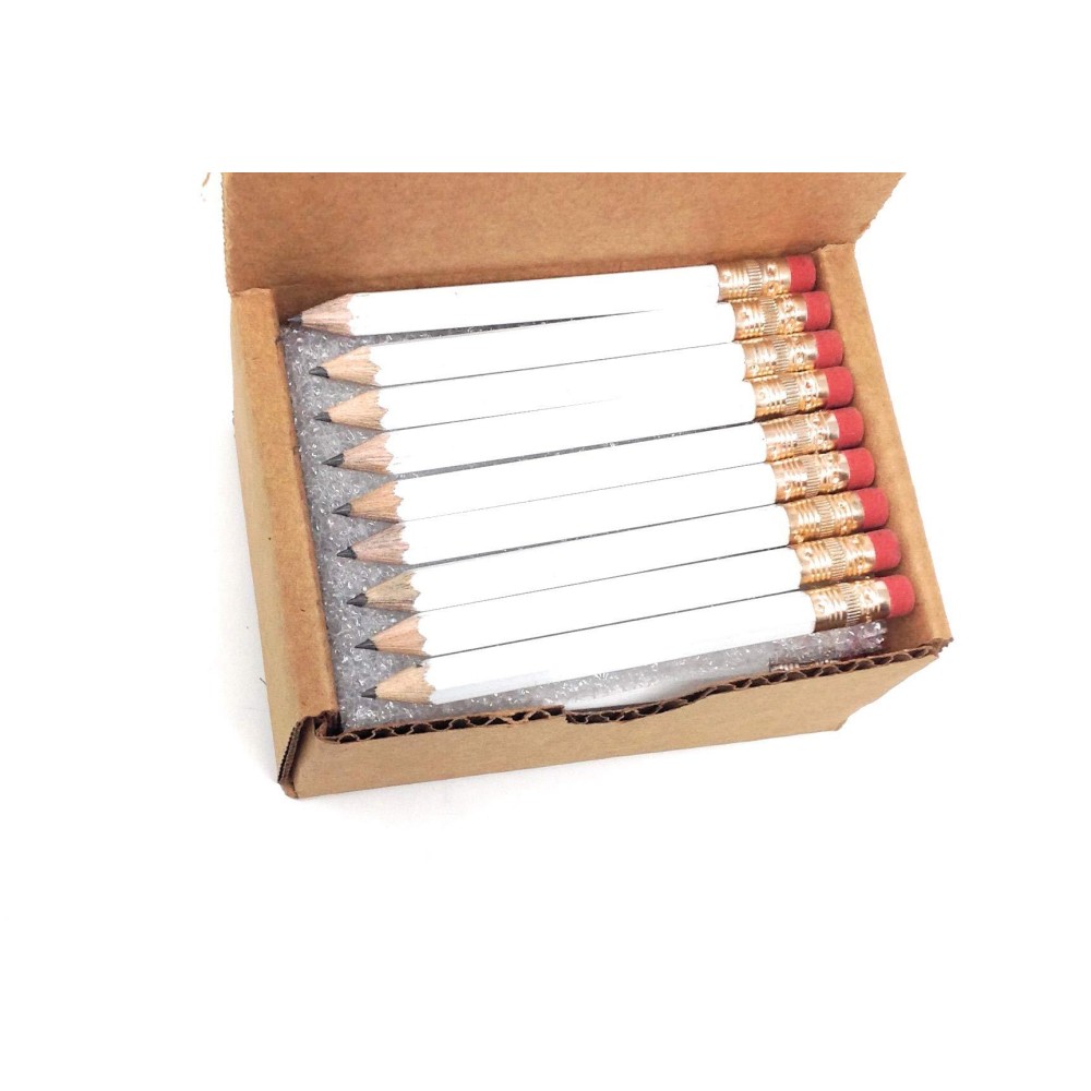 Beaconridge Half Pencils With Eraser Golf Classroom Pew Pocket 2 Hexagon Sharpened Box Of 48 Color Choice White