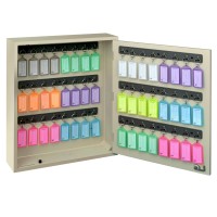 Acrimet Key Cabinet Organizer 48 Positions With Lock Wall Mount 48 Multicolored Tags Included Beige Cabinet